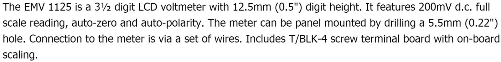 פנל מטר וולט מטר דיגיטלי LASCAR PANEL METER EMV 1125